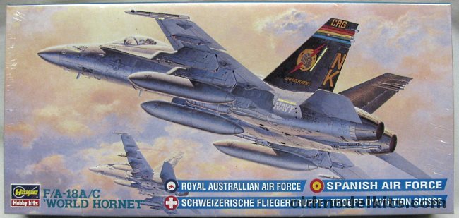 Hasegawa 1/72 F/A-18 A/C Hornet 'World Hornet' - RAAF Australia / Spanish Air Force / Swiss Air Force, DT120 plastic model kit